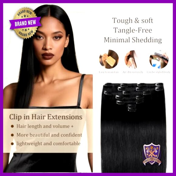 26 Inch Clip In Human Hair Extensions 7 Piece Set 120g Straight main image 4